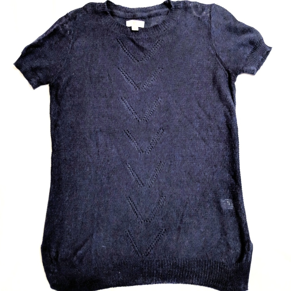 Navy Blue Knit Sweater Top